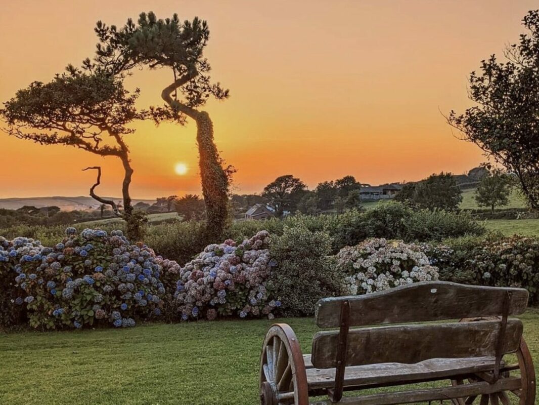 Sunset at the family friendly Wooda Farm Holiday Park in Bude, Cornwall