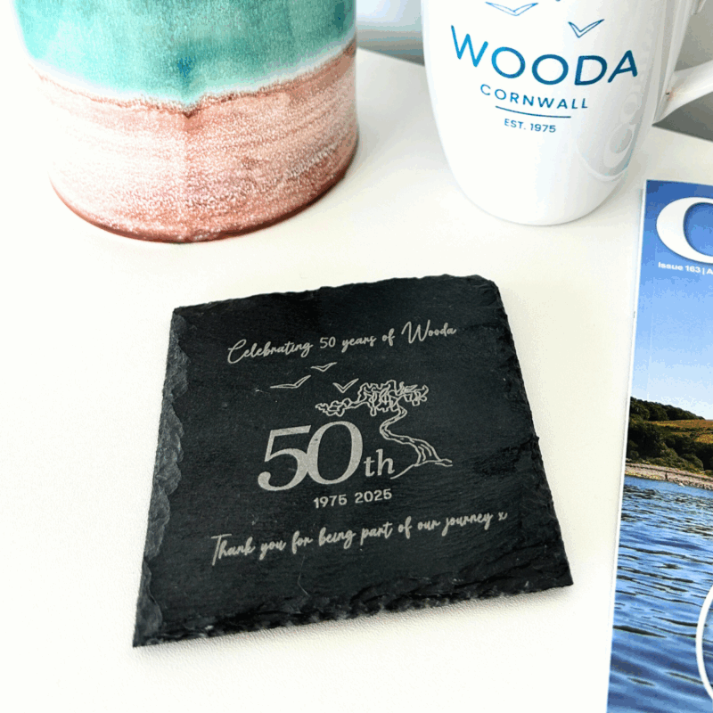 Wooda 50th Anniversary Slate Coaster